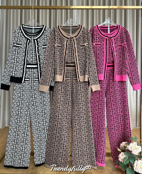 Ladies Winter Cardigan,Camisole With Trousers Sets